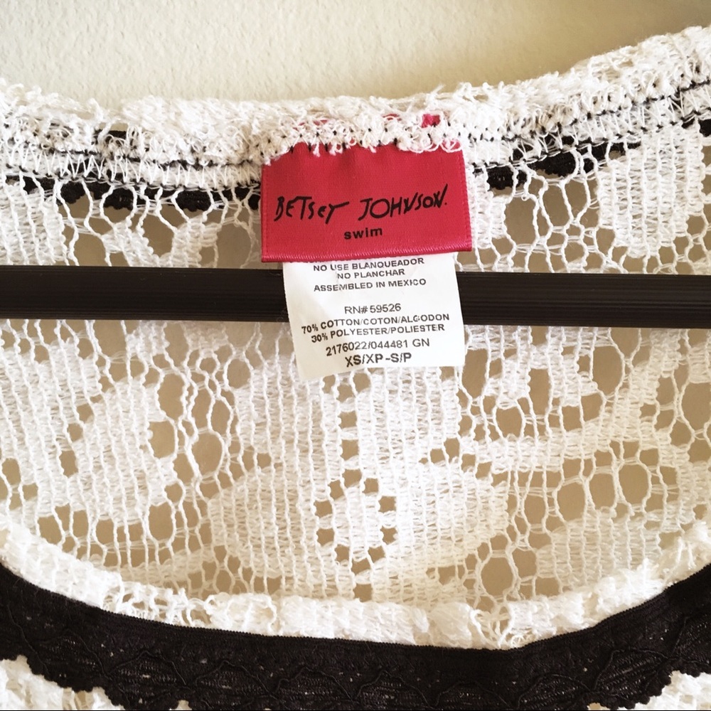 Betsey Johnson Lace Dress Swim Cover Collar XS-S - Picture 3 of 6